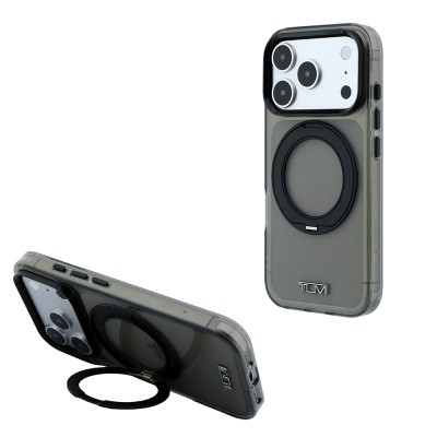 Apple iPhone 18 Pro Max Kılıf TUMI Orjinal Lisanslı M-safe Şarj Özellikli 360 Derece Dönebilen Standlı Transparan Kapak - 3