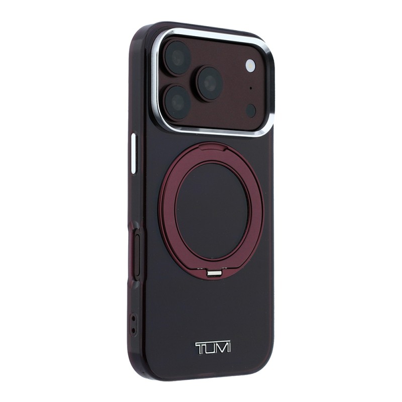 Apple iPhone 18 Pro Max Kılıf TUMI Orjinal Lisanslı M-safe Şarj Özellikli 360 Derece Dönebilen Standlı Transparan Kapak - 7