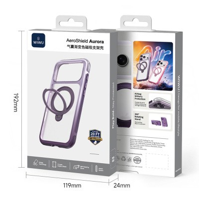 Apple iPhone 18 Pro Max Kılıf Wiwu AS-204 AeroShield Aurora Ultra Serisi M-safe Şarj Özellikli Airbag Tasarımlı Standlı Kapak - 20