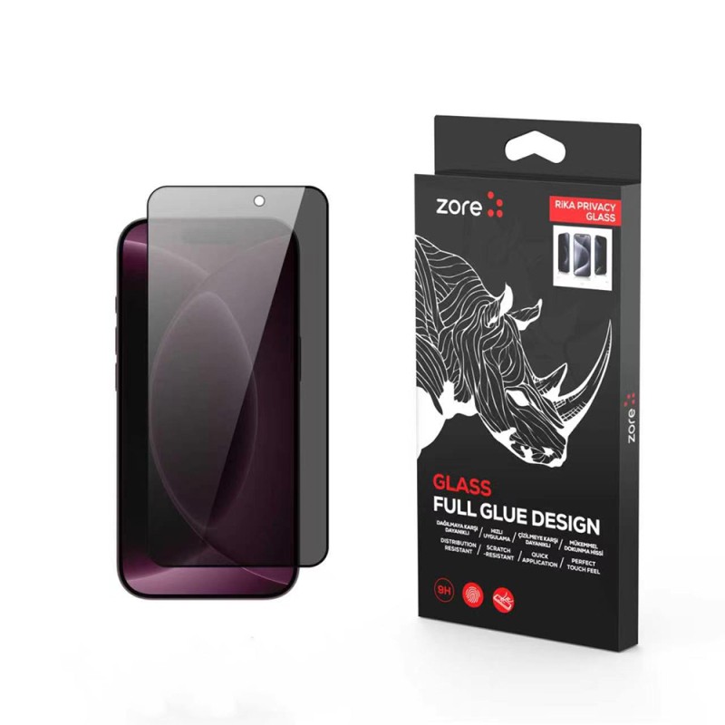 Apple iPhone 18 Pro Max Zore Rika Premium Privacy Temperli Cam Ekran Koruyucu - 1