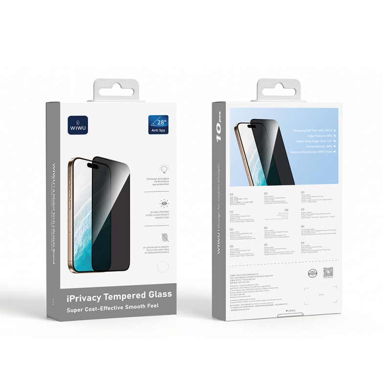 Apple iPhone 18 Pro Wiwu GT-015 Özellikli Çok Katmanlı Temperli iPrivacy Cam Ekran Koruyucu 10'lu Paket - 6