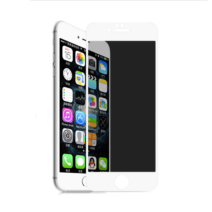 Apple iPhone 6 Davin 5D Privacy Cam Ekran Koruyucu - Beyaz