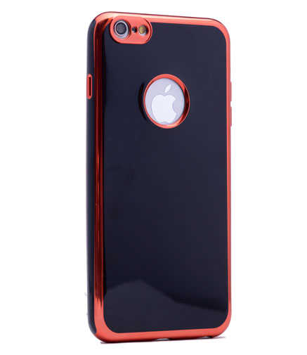 Apple iPhone 6 Plus Kılıf Zore Arkası Parlak 360 Silikon - Siyah-Rose Gold