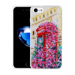 Apple iPhone 7 Case Glittery Patterned Camera Protected Shiny Zore Popy Cover - Zore