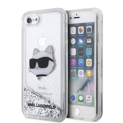 Apple iPhone 7 Case Karl Lagerfeld Liquid Glittery Choupette Head Design Cover - Karl Lagerfeld