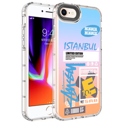 Apple iPhone 7 Kılıf Kamera Korumalı Renkli Desenli Sert Silikon Zore Korn Kapak - Zore