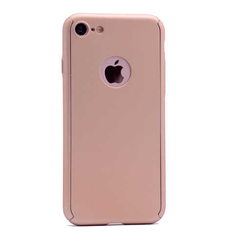 Apple iPhone 7 Kılıf Zore 360 3 Parçalı Rubber Kapak - Gold
