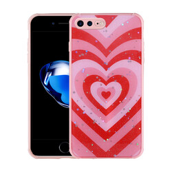 Apple iPhone 7 Plus Kılıf Simli Desenli Kamera Korumalı Parlak Zore Popy Kapak - Zore