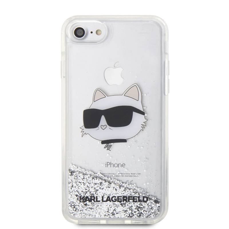 Apple iPhone 8 Case Karl Lagerfeld Liquid Glittery Choupette Head Design Cover - 5
