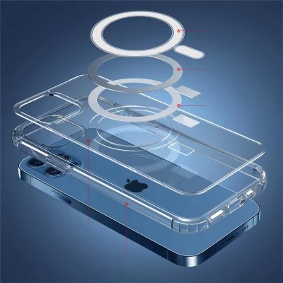 Apple iPhone 8 Case with Magsafe Charging Transparent Hard PC Zore Embos Cover - 6