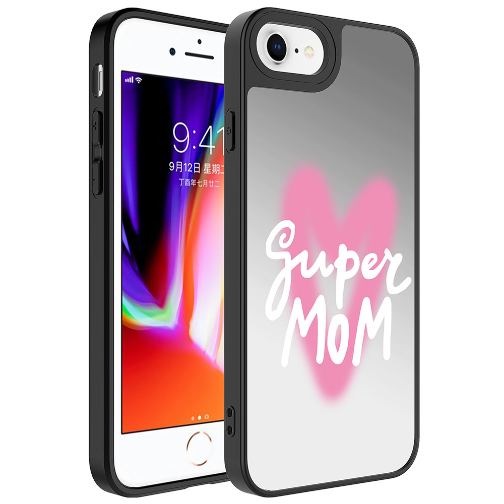 Apple iPhone 8 Plus Kılıf Aynalı Desenli Kamera Korumalı Parlak Zore Mirror Kapak - Süper Anne