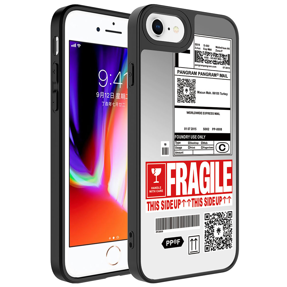 Apple iPhone 8 Plus Kılıf Aynalı Desenli Kamera Korumalı Parlak Zore Mirror Kapak - Fragile
