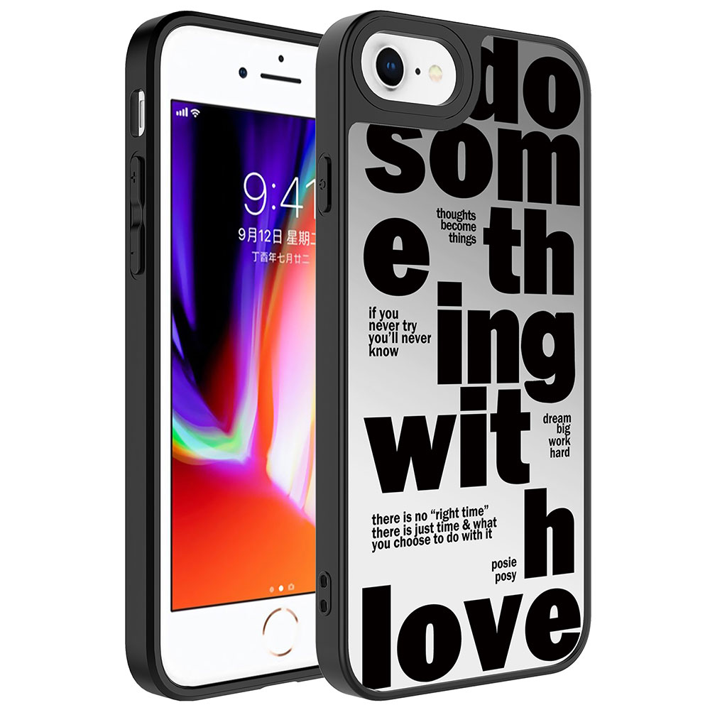 Apple iPhone 8 Plus Kılıf Aynalı Desenli Kamera Korumalı Parlak Zore Mirror Kapak - Love