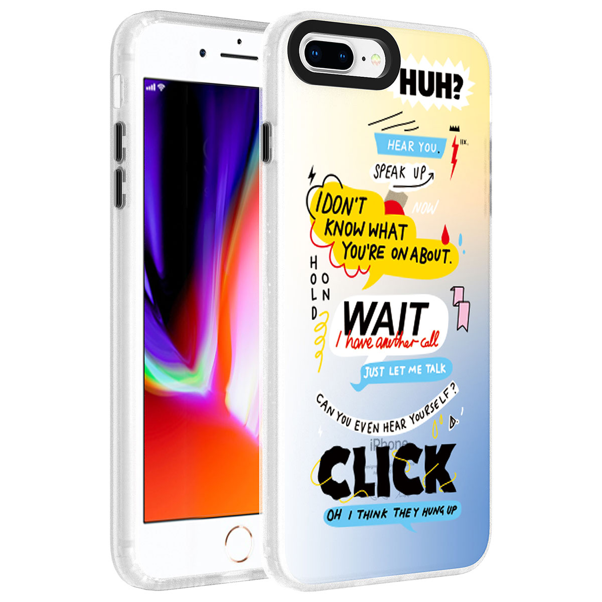 Apple iPhone 8 Plus Kılıf Desenli Zore Dragon Sert Kapak - Kelimeler