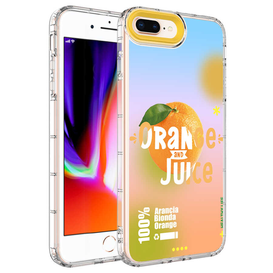 Apple iPhone 8 Plus Kılıf Kamera Korumalı Renkli Desenli Sert Silikon Zore Korn Kapak - NO3