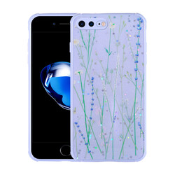 Apple iPhone 8 Plus Kılıf Simli Desenli Kamera Korumalı Parlak Zore Popy Kapak - Zore