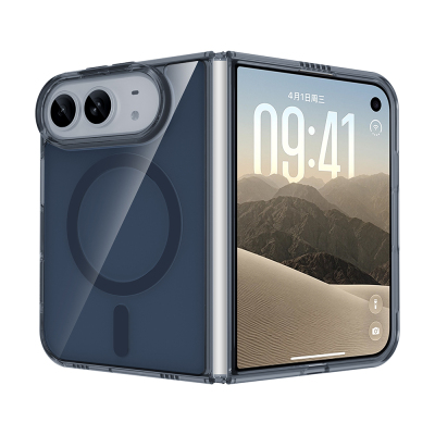 Apple iPhone Duo Case M-Safe Charging Enabled Zore Nira Hard PC Cover Navy blue