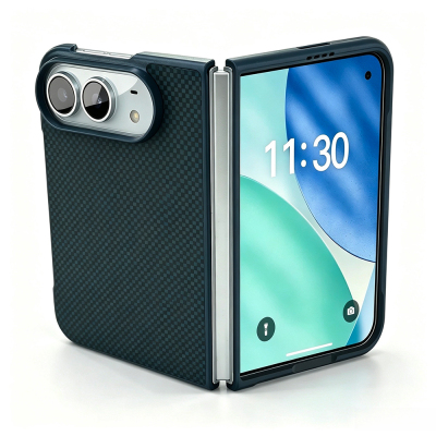 Apple iPhone Duo Case M-Safe Charging Feature Zore Noxi PU Carbon Design Cover Navy blue