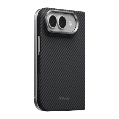 Apple iPhone Duo Case Pitaka M-safe Charging Feature Edge Series Black-Grey Twill 600D Aramid Carbon Fiber Cover