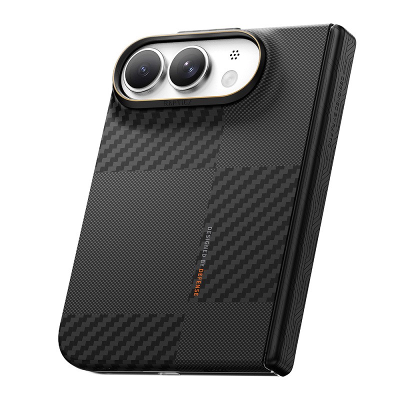 Apple iPhone Duo Case with M-safe Charging Feature, Metal Camera Frame, Raptic Aramid SkinPro Mondrian Series Carbon Cover - 4