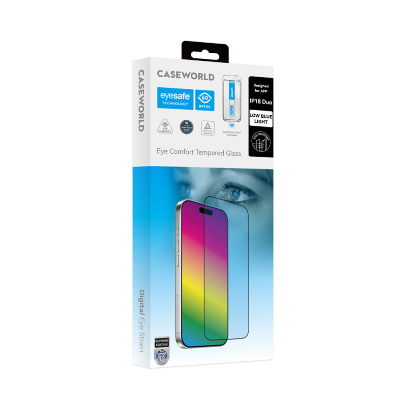 Apple iPhone Duo CaseWorld Applicator Serisi 2.5D Eyesafe Mavi Işık Teknolojili Safir 0.33mm Temperli Cam Ekran Koruyucu + Uygulama Aparatı - 6