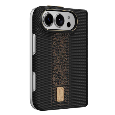 Apple iPhone Duo (Fold) Kılıf M-safe Şarj Özellikli Raptic Aramid SkinPro Rise Serisi 24 Ayar Altın Kaplamalı Karbon Kapak - Raptic