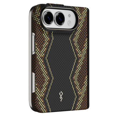 Apple iPhone Duo (Fold) Kılıf M-safe Şarj Özellikli Raptic Aramid SkinPro Scepter Serisi Karbon Kapak - Raptic
