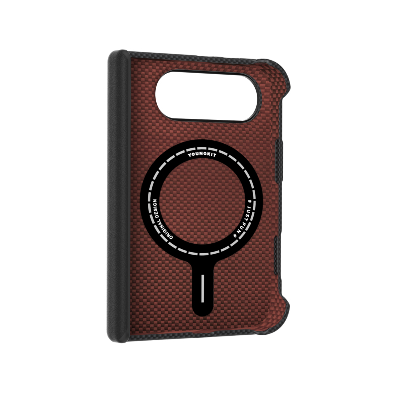 Apple iPhone Duo Kılıf M-safe Şarj Özellikli Aramid Fiber Youngkit 1500D Extreme Wing Titanyum-Gold Serisi Kapak - 4
