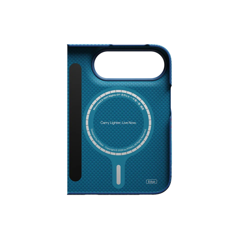 Apple iPhone Duo Kılıf M-safe Şarj Özellikli Aramid Karbon Fiber Pitaka Moonrise 2.0 Nights Serisi Kapak - 3