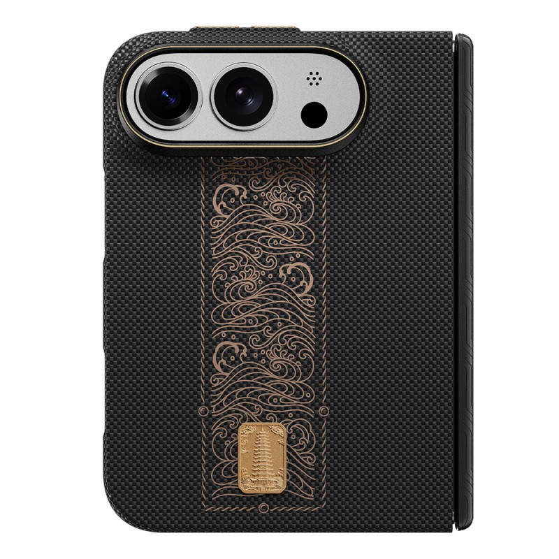 Apple iPhone Duo Kılıf M-safe Şarj Özellikli Raptic Aramid SkinPro Rise Serisi 24 Ayar Altın Kaplamalı Karbon Kapak - 3