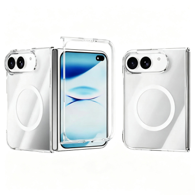 Apple iPhone Duo Kılıf Zore M-safe Şarj Özellikli Şeffaf Kamera Çerçeveli Porto Kapak - Zore
