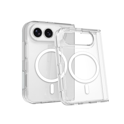 Apple iPhone Duo Kılıf Zore M-safe Şarj Özellikli Şeffaf Kamera Çerçeveli UTS PC Kapak - Zore