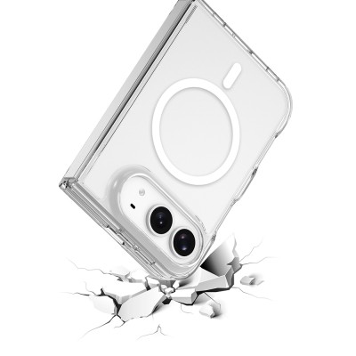 Apple iPhone Duo Kılıf Zore M-safe Şarj Özellikli Şeffaf Kamera Çerçeveli UTS PC Kapak - 4