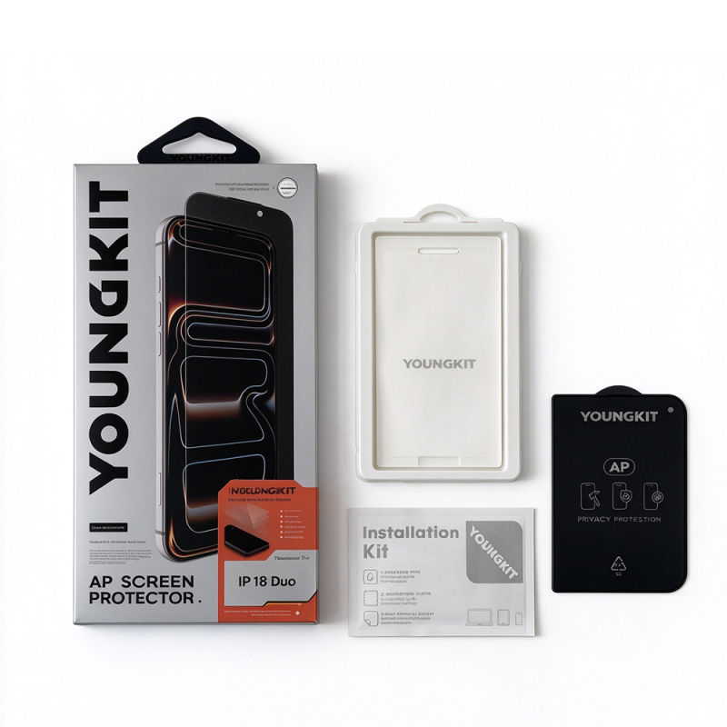 Apple iPhone Duo Youngkit AP 2.5D 360 Derece Privacy Temperli Cam Ekran Koruyucu + Kolay Uygulama Aparatı - 1