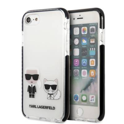 Apple iPhone SE 2020 Kılıf Karl Lagerfeld Kenarları Siyah Silikon K&C Dizayn Kapak - Karl Lagerfeld