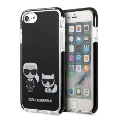 Apple iPhone SE 2022 Case Karl Lagerfeld Edges Black Silicone K&C Design Cover - Karl Lagerfeld