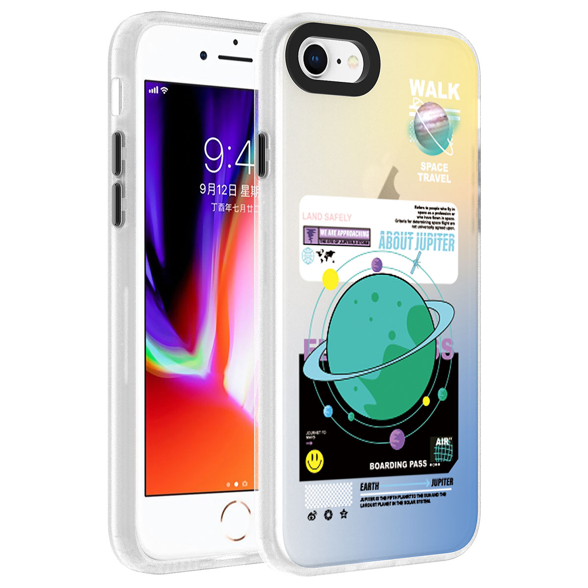 Apple iPhone SE 2022 Kılıf Desenli Zore Dragon Sert Kapak - Gezegen