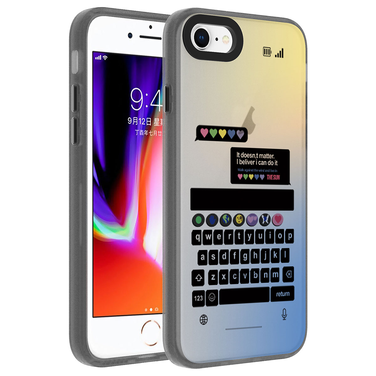 Apple iPhone SE 2022 Kılıf Desenli Zore Dragon Sert Kapak - Klavye