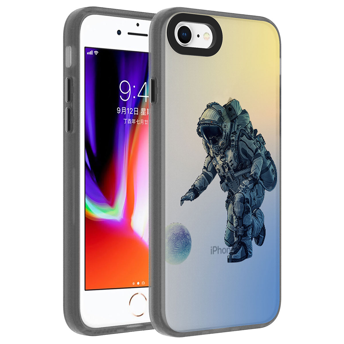 Apple iPhone SE 2022 Kılıf Desenli Zore Dragon Sert Kapak - Astronot