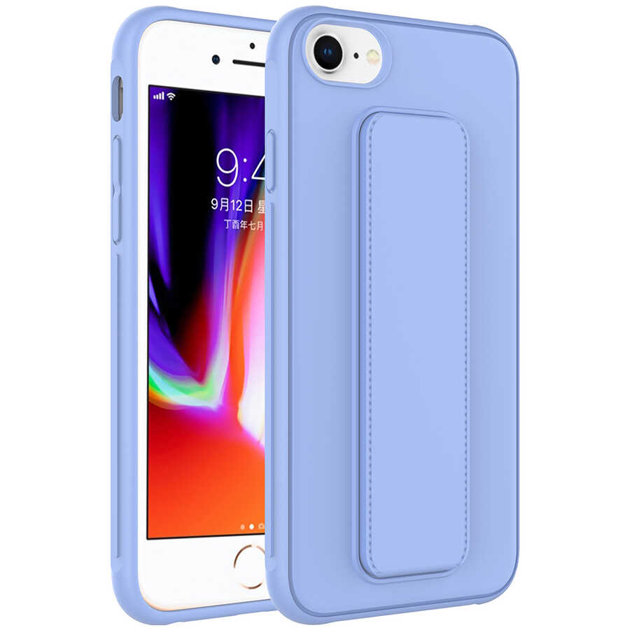 Apple iPhone SE 2022 Kılıf Zore Qstand Kapak - Lila