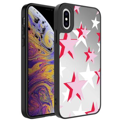 Apple iPhone X Case Mirror Patterned Camera Protected Glossy Zore Mirror Cover - Zore