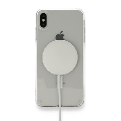 Apple iPhone X Kılıf Magsafe Şarj Özellikli Şeffaf Sert PC Zore Embos Kapak - Thumbnail