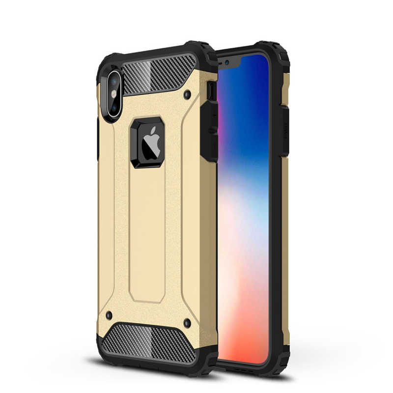 Apple iPhone X Kılıf Zore Crash Silikon Kapak - Gold