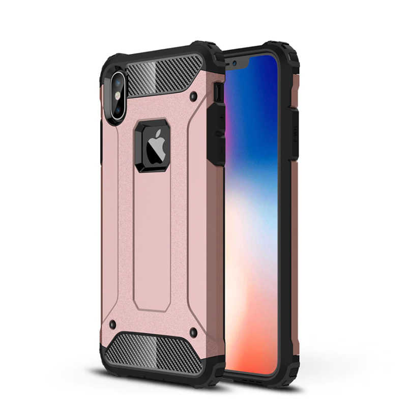 Apple iPhone X Kılıf Zore Crash Silikon Kapak - Rose Gold