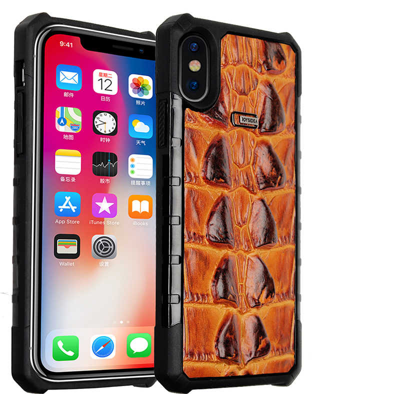 Apple iPhone X Kılıf Zore Crocow Kapak - Kahverengi