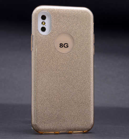 Apple iPhone X Kılıf Zore Shining Silikon - Gold