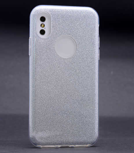 Apple iPhone X Kılıf Zore Shining Silikon - Gümüş