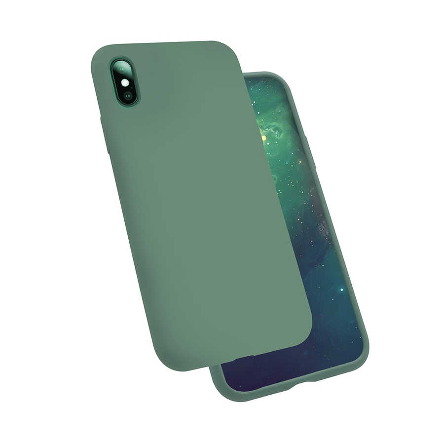 Apple iPhone X Kılıf Zore Silk Silikon - Koyu Yeşil