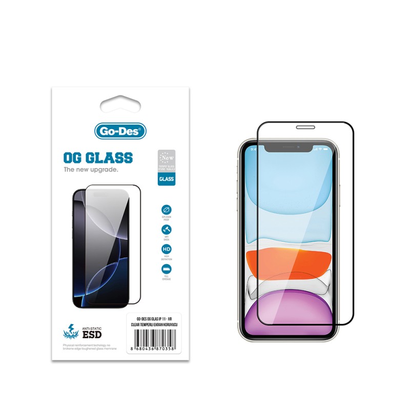 Apple iPhone XR 6.1 Go Des OG Glass Antistatic Tempered Glass Screen Protector - 1