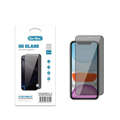 Apple iPhone XR 6.1 Go Des OG Glass Privacy Antistatic Tempered Glass Screen Protector - 2